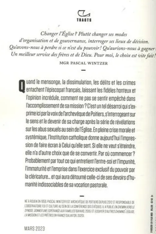 Abus sexuels dans l'Eglise catholique. Des scandales aux réformes, Pascal Wintzer