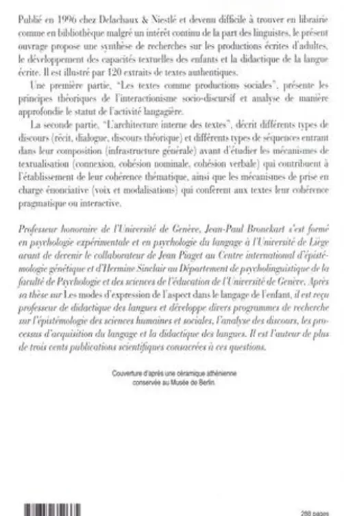 Activite langagière, textes et discours : pour un interactionisme sociodiscursif. 2e édition revue et corrigée, Jean-Paul Bronckart