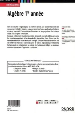 Algèbre 1re année. Cours et exercices avec solutions, 2e édition, François Liret