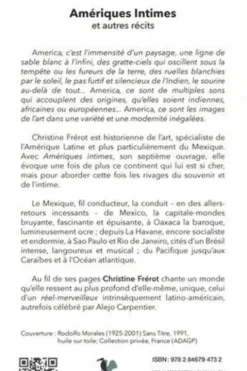 Amériques intimes et autres récits, Christine Frérot