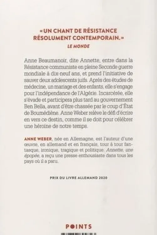 Annette, une épopée, Anne Weber
