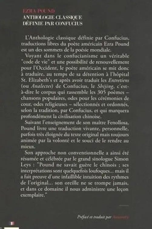 Anthologie classique définie par Confucius, Ezra Pound