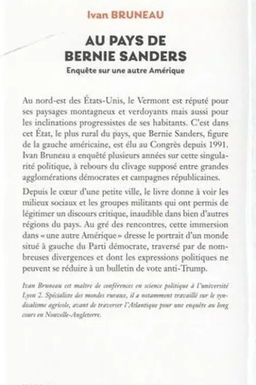 Au pays de Bernie Sanders. Enquête sur une autre Amérique, Ivan Bruneau