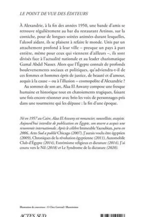 Au soir d'Alexandrie, Alaa El Aswany