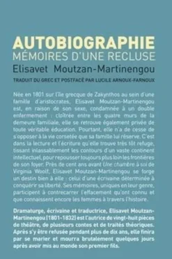 Autobiographie. Mémoires d'une recluse, Elisavet Moutzan-Martinengou