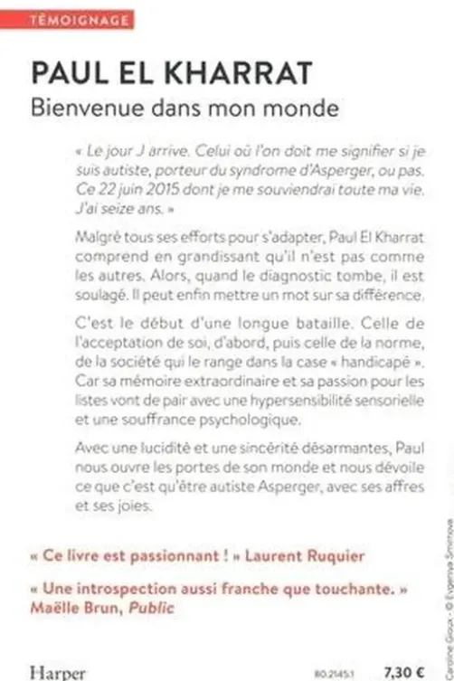 Bienvenue dans mon monde. Moi, Paul, autiste Asperger, Paul El Kharrat