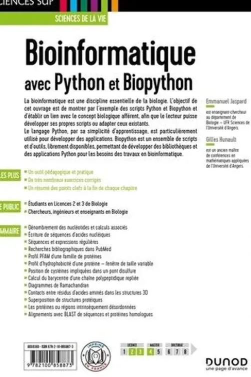 Bioinformatique avec Python et Biopython, Emmanuel Jaspard