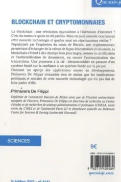Blockchain et cryptomonnaies. 2e édition, Primavera De Filippi