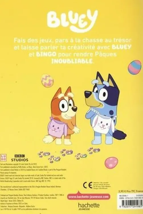 Bluey On s'amuse bien à Pâques ! Jeux et activités manuelles, contient 1 pochette de Pâques à découper, Hachette Jeunesse