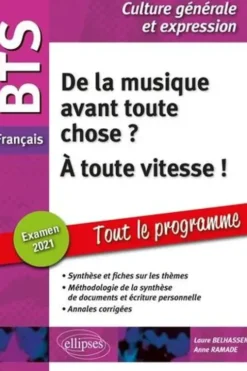 BTS Français Culture générale et expression. De la musique avant toute chose ? A toute vitesse ! Edition 2021, Laure Belhassen