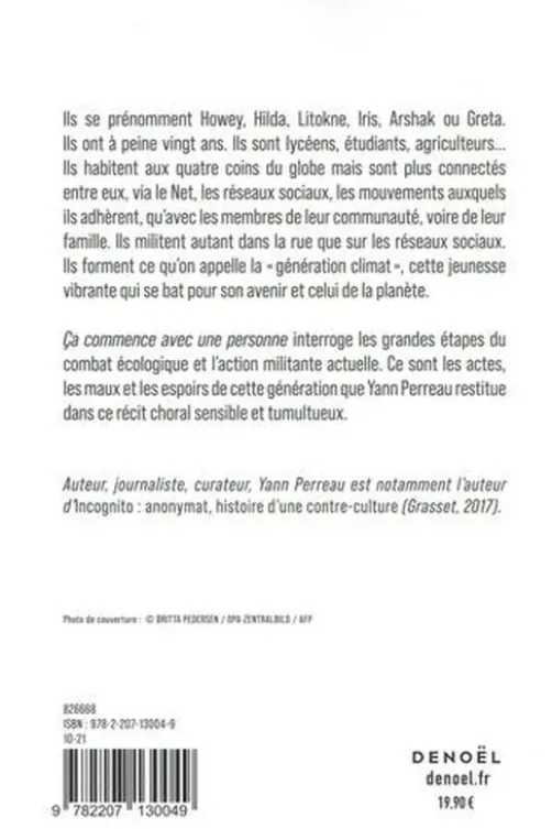 Ca commence avec une personne. Histoires de la génération climat, Yann Perreau