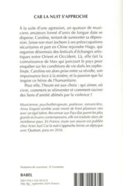 Car la nuit s'approche, Anna Enquist