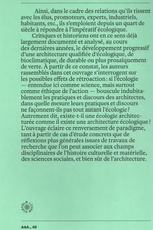 Ce que l'architecture fait à l'écologie, Valéry Didelon