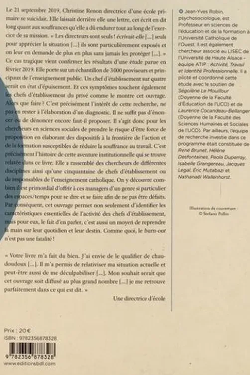 Chefs d'établissement. Le burn-out n'est pas une fatalité !, Jean-Yves Robin