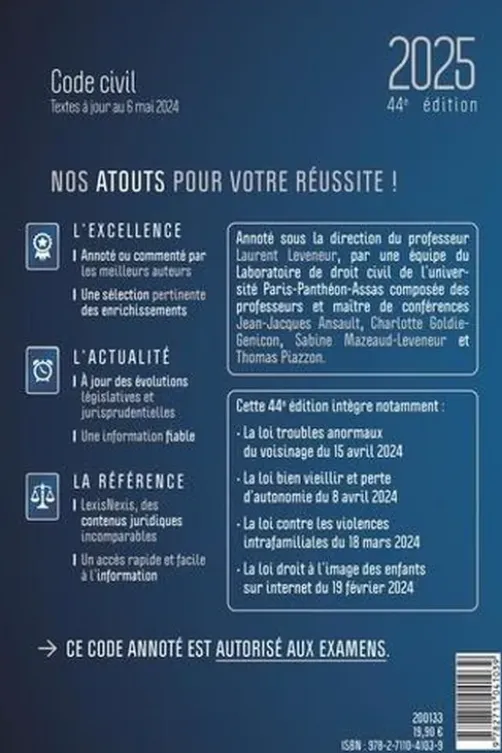 Code civil. Edition 2025, Laurent Leveneur