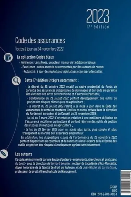 Code des assurances. Edition 2023, Bernard Beignier