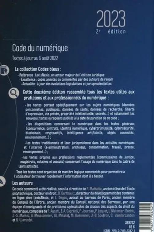 Code du numérique. Edition 2023, Fabrice Mattatia