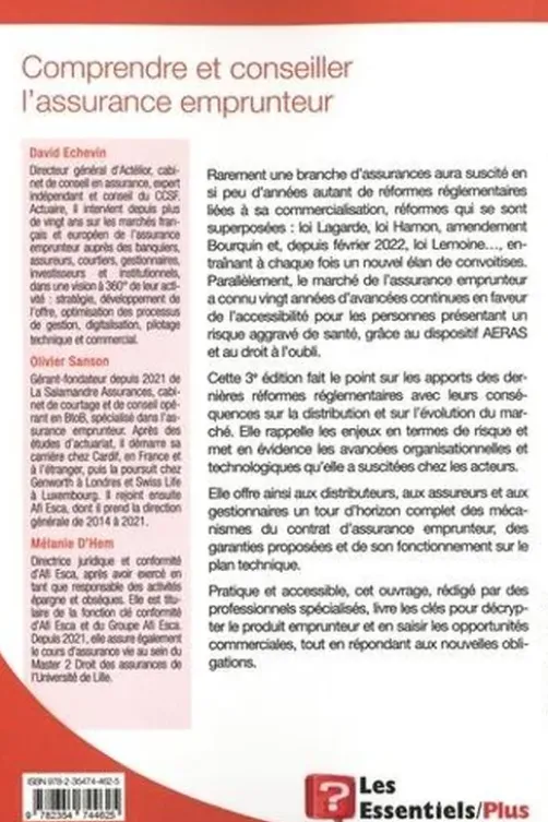 Comprendre et conseiller l'assurance emprunteur. 3e édition, David Echevin