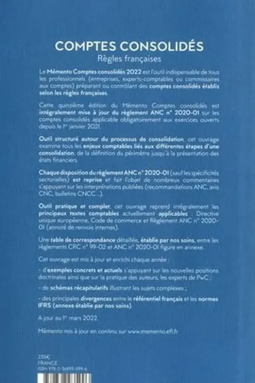 Comptes consolidés. Edition 2022, Marie-Jeanne Morvan