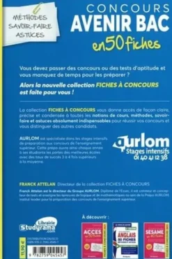 Concours Avenir Bac 50 fiches. Méthodes, savoir-faire et astuces, Edition 2021, Franck Attelan