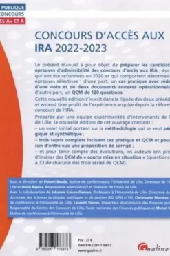 Concours d'accès aux IRA Catégories A+ et A. Edition 2022-2023, Florent Baude