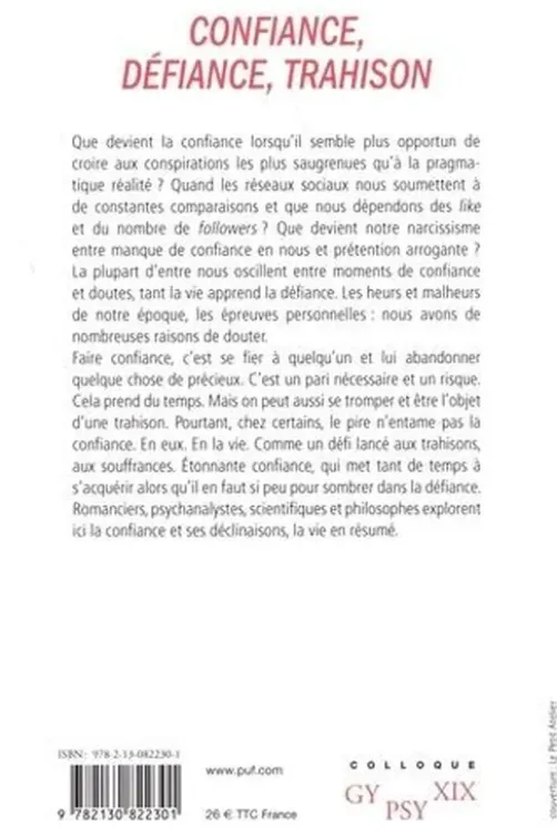 Confiance, défiance, trahison. Colloque GYPSY XIX, Muriel Flis-Trèves