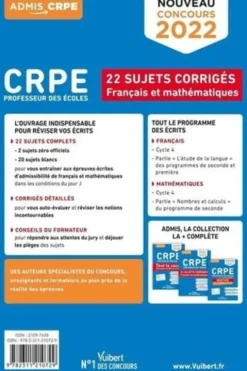 CRPE Professeur des écoles. 22 sujets corrigés Français et mathématiques, Edition 2022, Catherine Dolignier