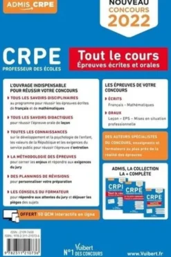 CRPE Professeur des écoles. Tout le cours - Epreuves écrites et orales, Edition 2022, Isabelle Pasquier