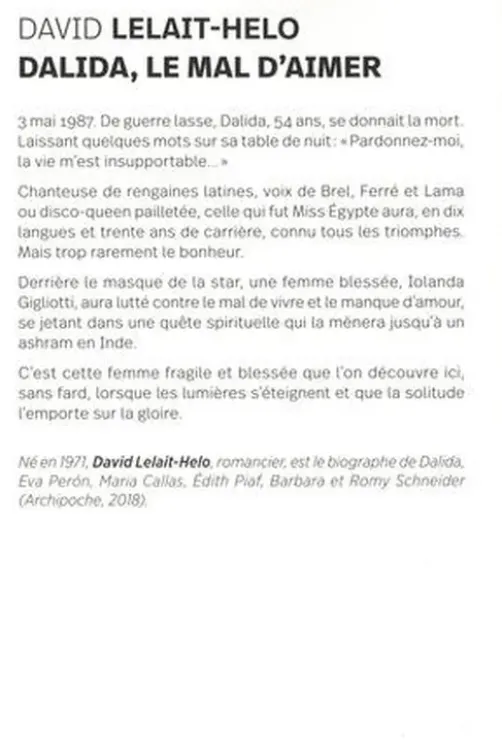 Dalida. Le mal d'aimer, David Lelait-Helo