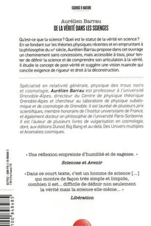 De la vérité dans les sciences. Edition revue et augmentée, Aurélien Barrau