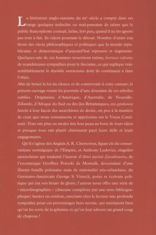 Des gentlemen à part. Portraits de quelques mal-pensants du monde anglo-saxon, Christophe Dolbeau