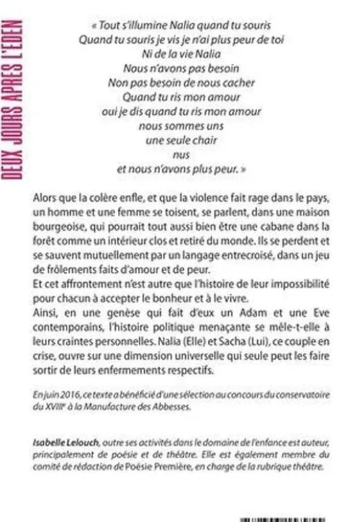 Deux jours apres l'Eden, Isabelle Lelouch
