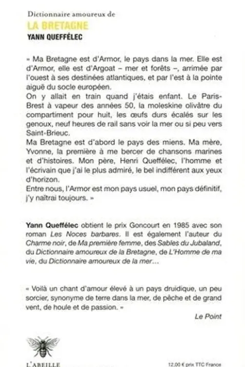 Dictionnaire amoureux de la Bretagne, Yann Queffélec