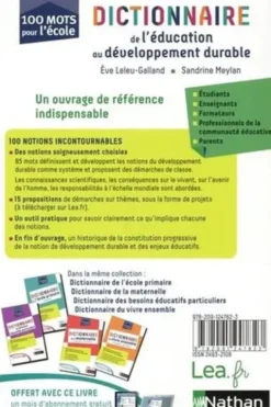 Dictionnaire de l'éducation au développement durable. 100 mots pour l'école, Eve Leleu-Galland