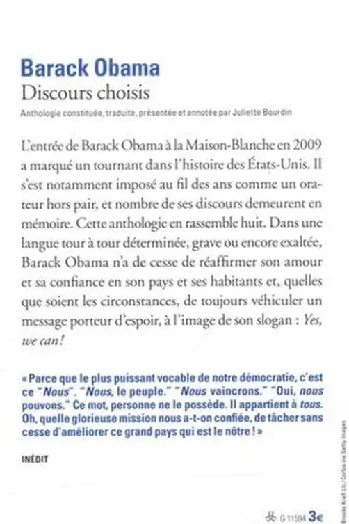Discours choisis, Barack Obama