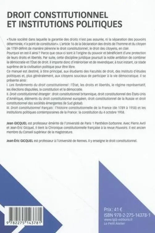 Droit constitutionnel et institutions politiques. Edition 2024-2025, Jean Gicquel