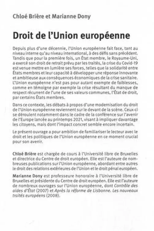 Droit de l'union européenne. 8e édition revue et augmentée, Chloé Brière