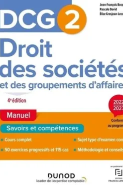 Droit des sociétés et des groupements d'affaires DCG 2. Manuel, Edition 2022-2023, Jean-François Bocquillon