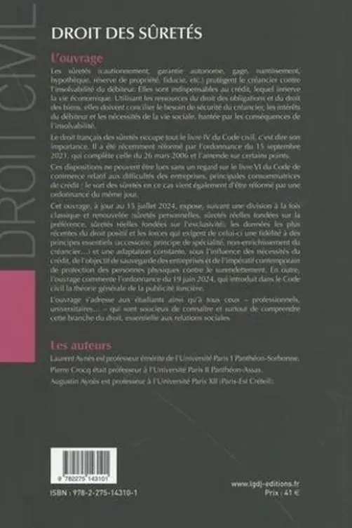 Droit des sûretés. 17e édition, Laurent Aynès