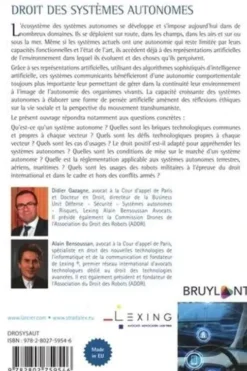Droit des systèmes autonomes. Véhicules intelligents, drones, seabots, Alain Bensoussan