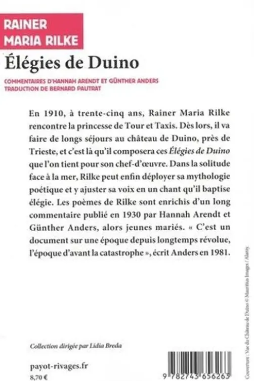 Elégies de Duino. Textes en français et en allemand, Rainer Maria Rilke