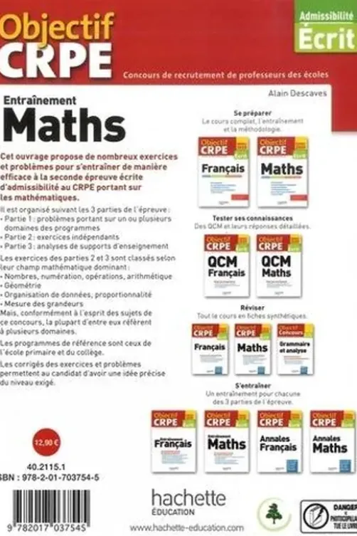 Entraînement Maths. Admissibilité écrit, Edition 2020, Alain Descaves