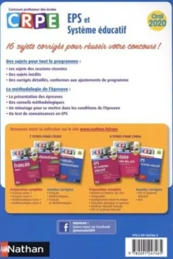 EPS et système éducatif. Annales corrigées oral CRPE, Edition 2020, Sébastien Mounié