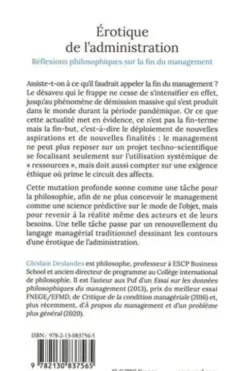 Erotique de l'administration. Réflexions philosophiques sur la fin du management, Ghislain Deslandes