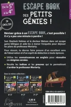 Escape book des petits génies ! De la 5e à la 4e, Edition en anglais, Gilles Saint-Martin