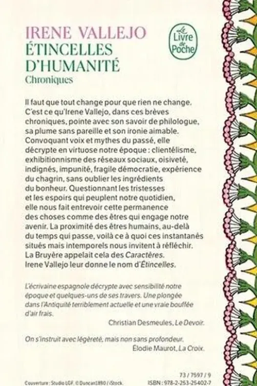 Etincelles d'humanité. Chroniques, Irene Vallejo