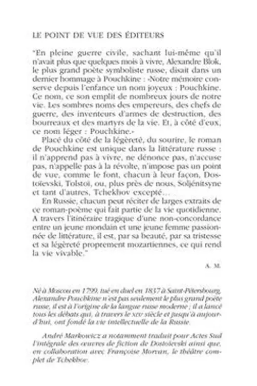 Eugène Onéguine, Alexandre Pouchkine
