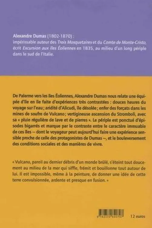 Excursion aux îles éoliennes, Alexandre Dumas