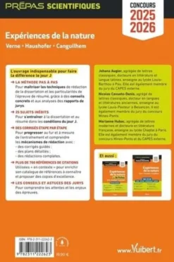 Expériences de la nature en 25 dissertations et résumés - Verne, Haushofer, Canguilhem. Epreuve de français-philosophie prépas scientifiques, Edition 2025-2026, Johana Augier