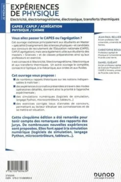 Expériences de physique. Electricité, électromagnétisme, électronique, transferts thermiques CAPES/CAPLP/Agrégation Physique/Chimie, 5e édition, Jean-Paul Bellier